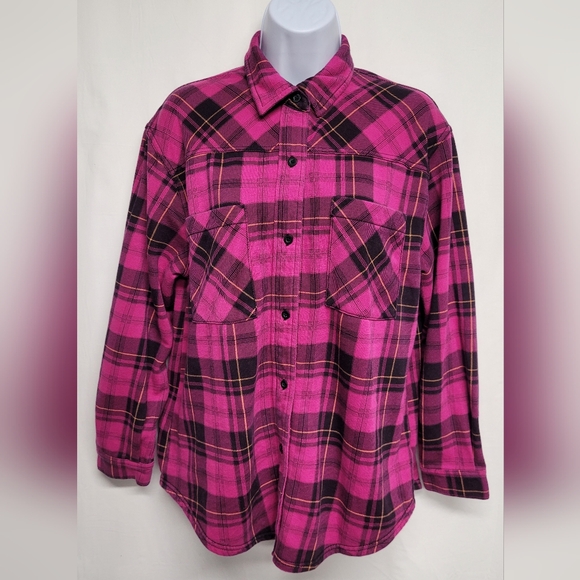 Time and Tru Tops - Time And Tru S 4-6 Flannel Shirt Top Long Sleeve Button Down Pockets Warm